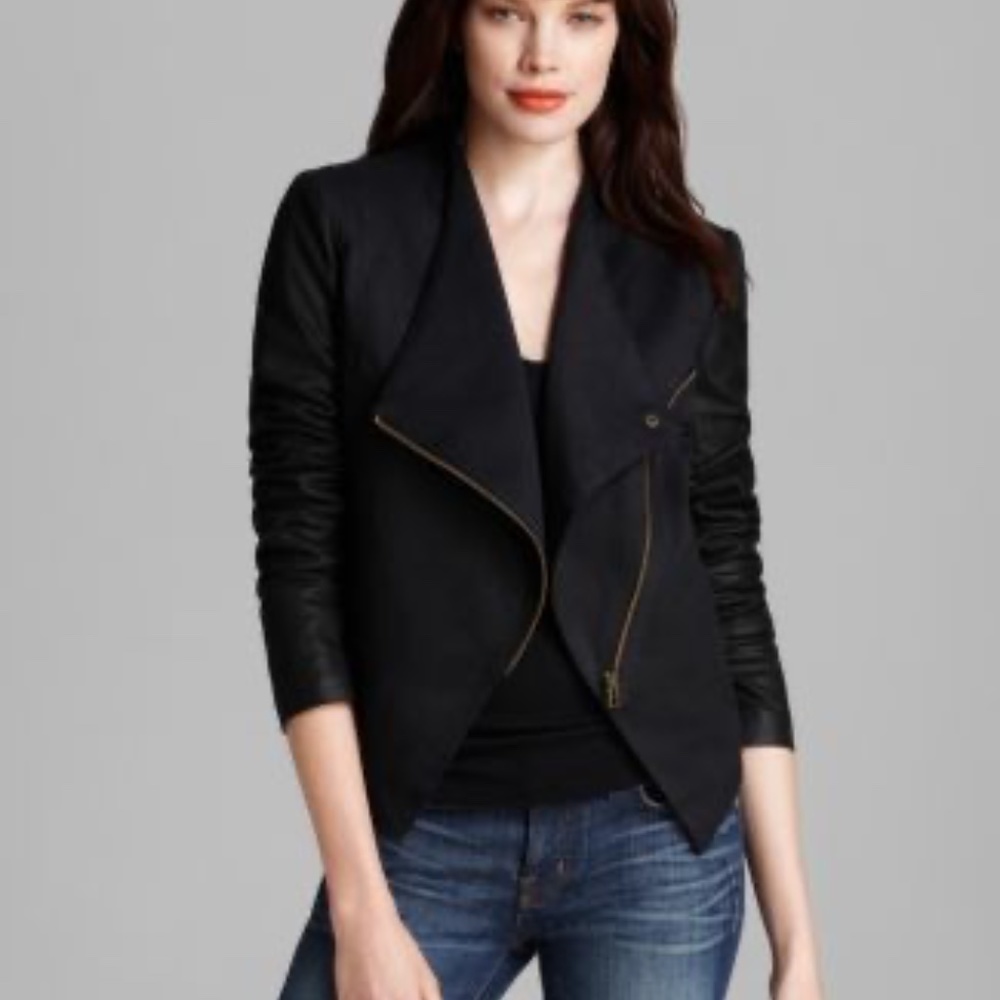 AQUA Jacket Twill Leather Sleeve